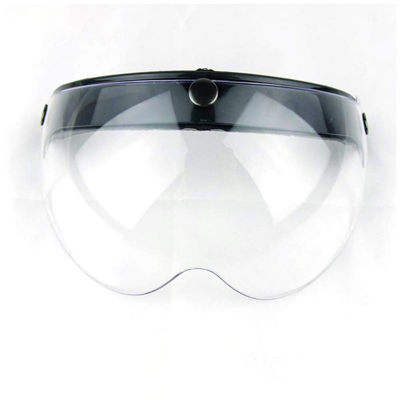 WANCAR Universal Motorcycle Retro Pilot-Style Standard 3 Snap-Button Visor Flip Up Down Open Face Helmet Wind Shield(Clear) - Image 1